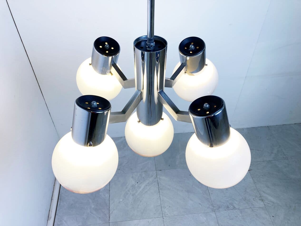 Żyrandol, Mazzega, pomarańczowy, szkło, Włochy, lata 60. - 268639