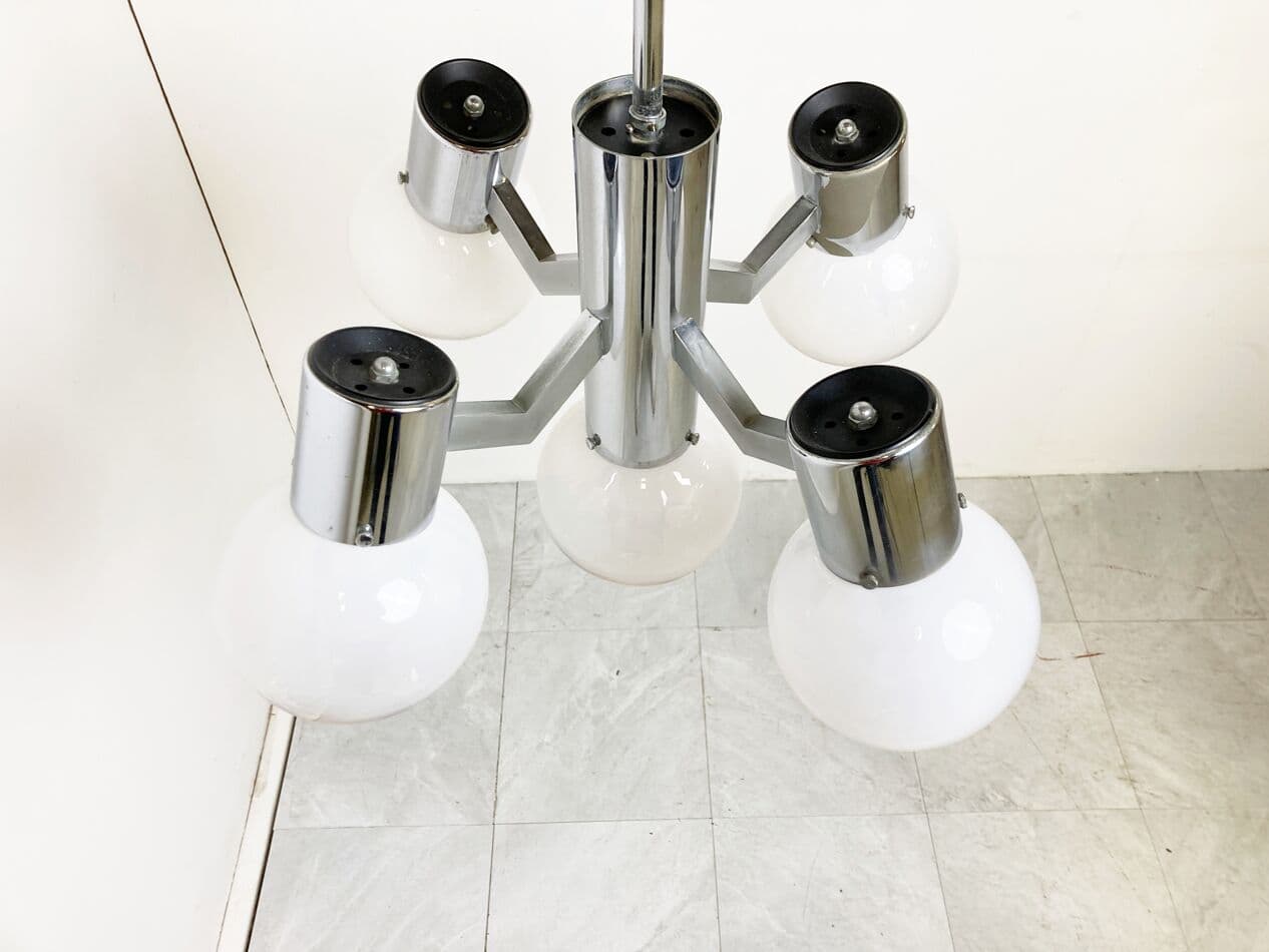 Żyrandol, Mazzega, pomarańczowy, szkło, Włochy, lata 60. - 268643