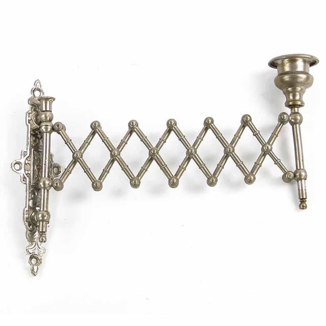 Accordion Wall Candle Holder, silver, white metal, Poland, 19th c. - DIMENSION