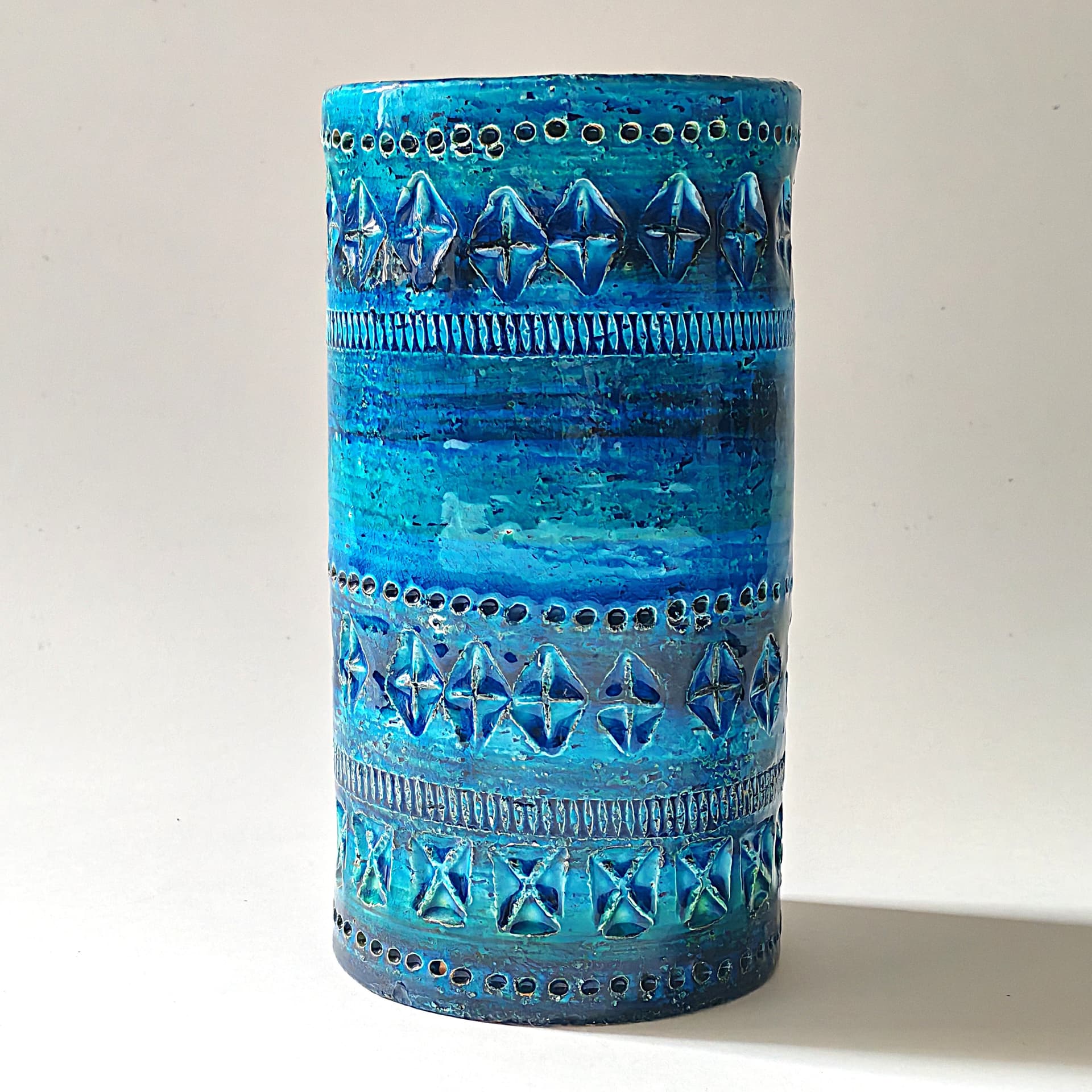 Wazon Rimini Blu, niebieski, ceramika, proj. A. Londi, Bitossi, Włochy, lata 60. - 103541