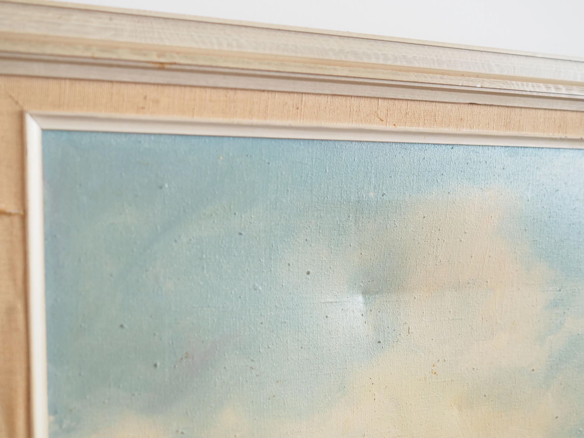 Obraz „Jesienny staw”, skandynawski, szary, olej na płótnie, Polska, lata 70. - 19523