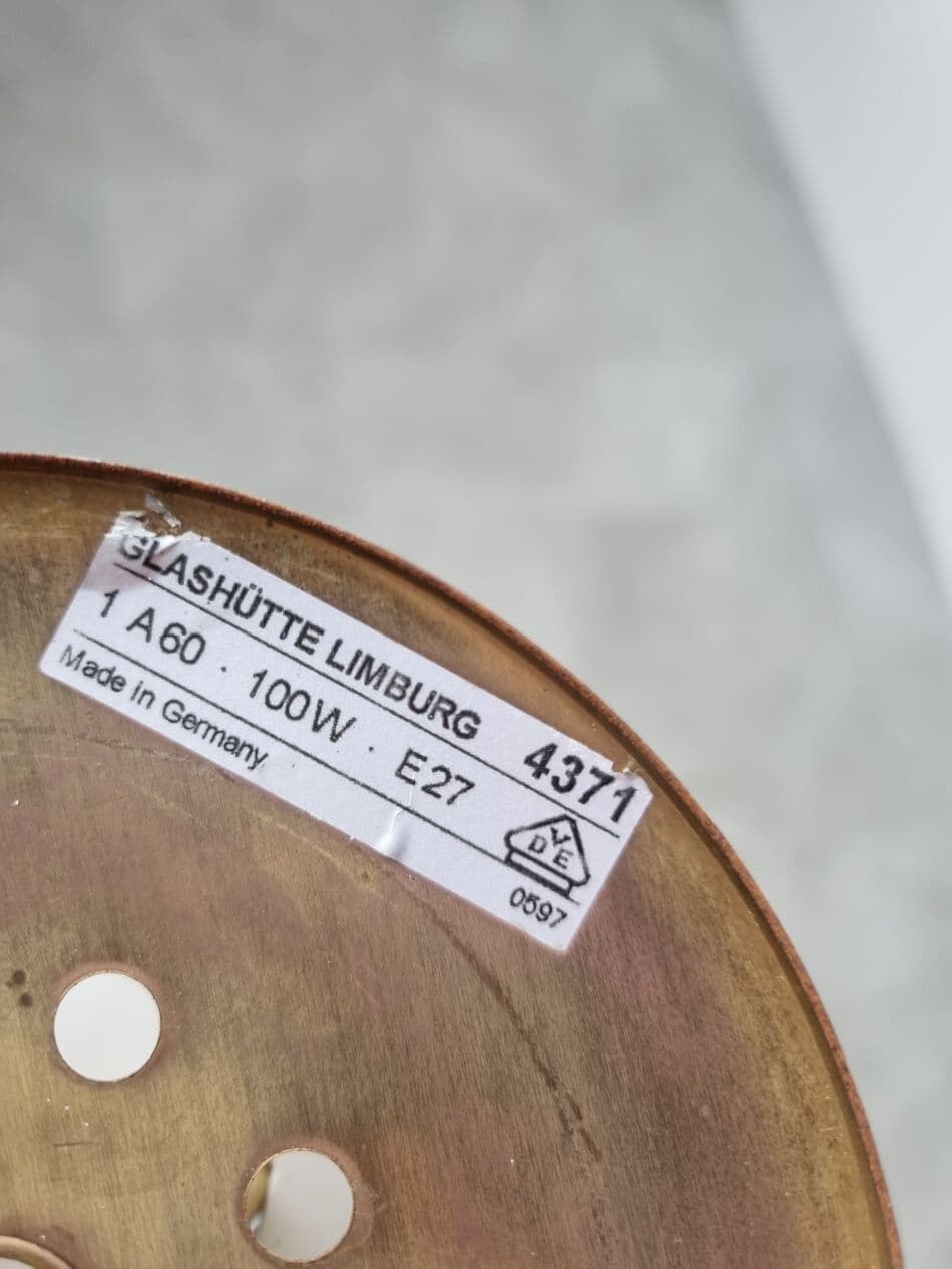 Lampa wisząca, opalowe szkło białe, mosiądz, Limburg, Niemcy, lata 70. - 268314