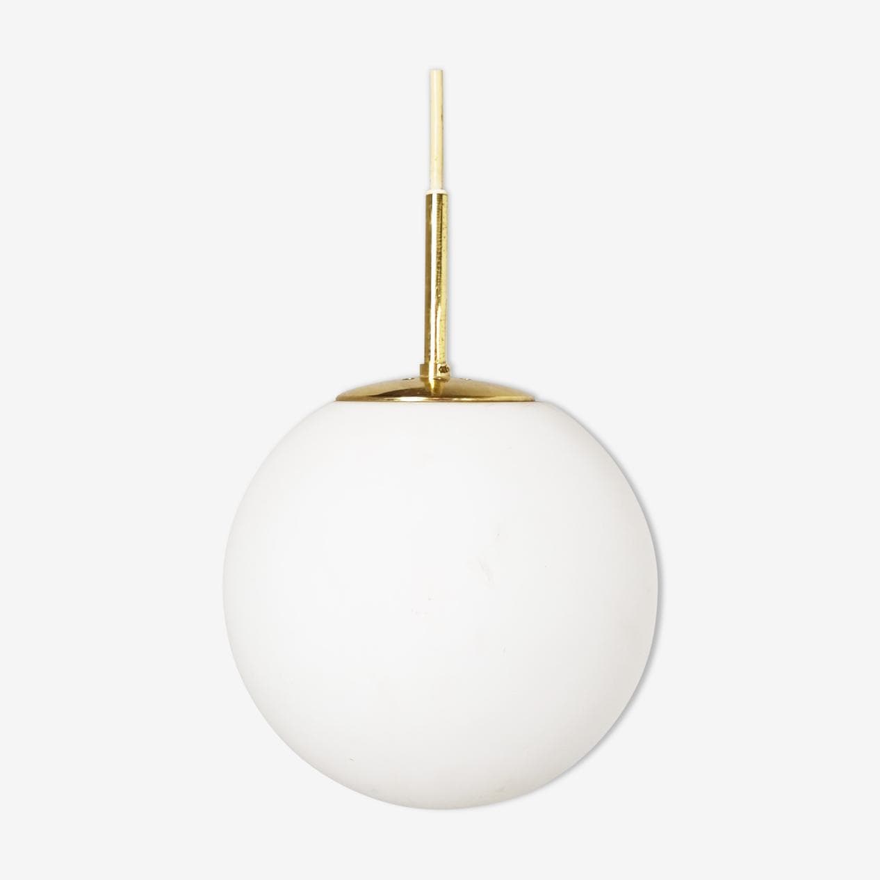 Lampa wisząca, opalowe szkło białe, mosiądz, Limburg, Niemcy, lata 70. - 268316