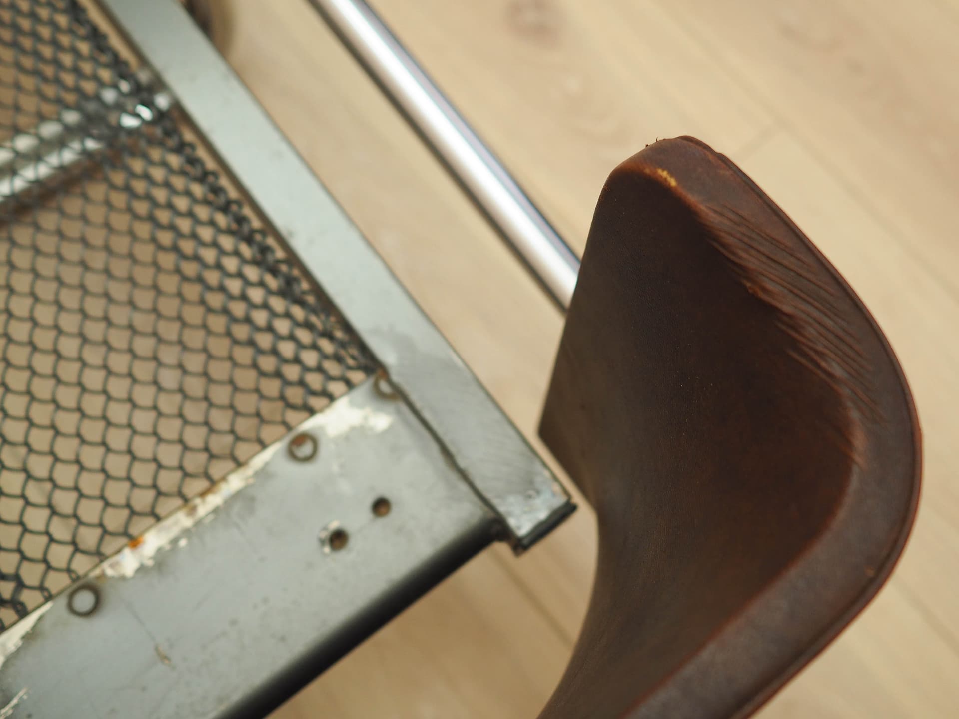 Bed, brown genuine leather, chrome, stainless steel, Italy, 1980s. - 261941