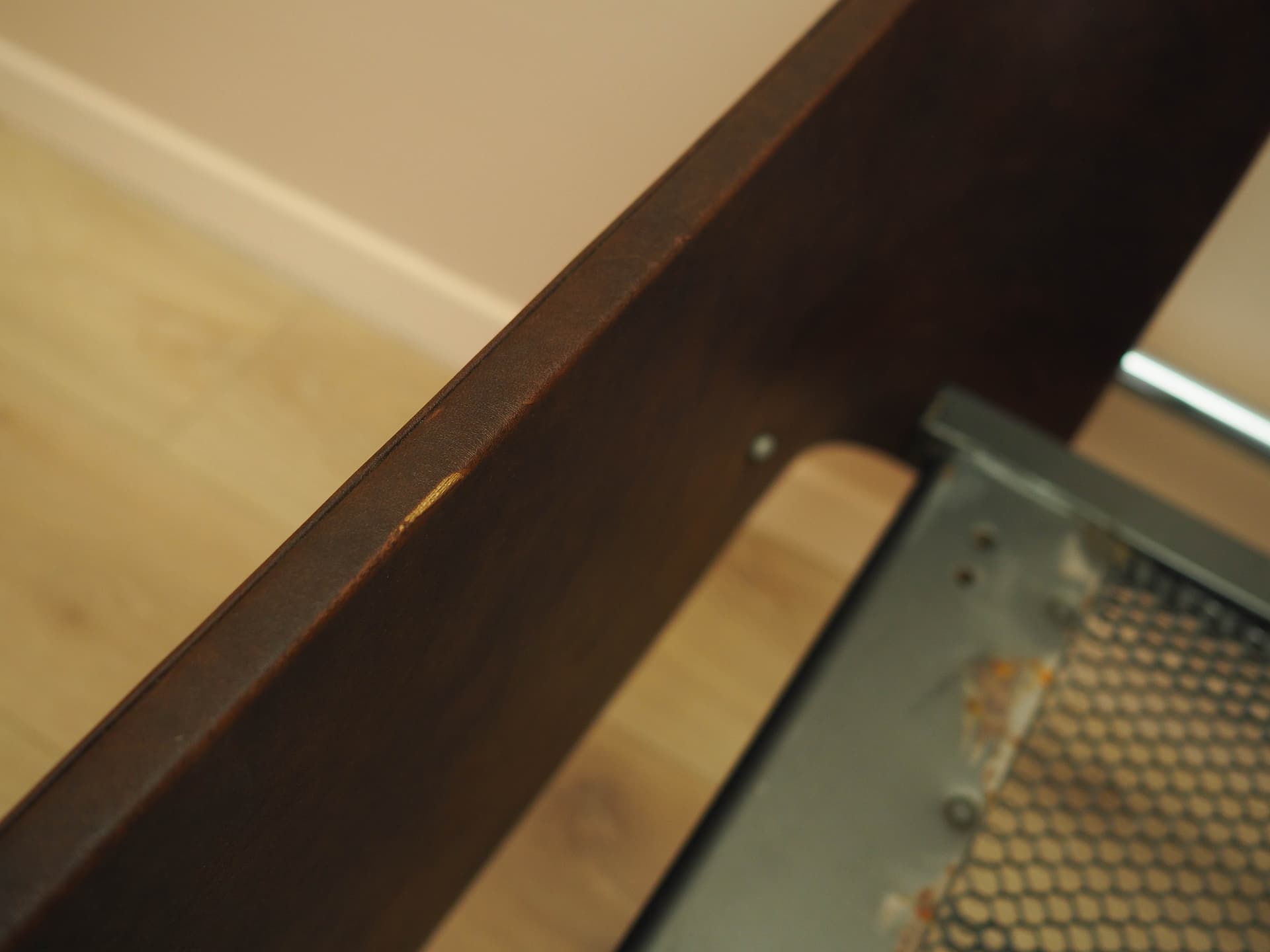 Bed, brown genuine leather, chrome, stainless steel, Italy, 1980s. - 261942