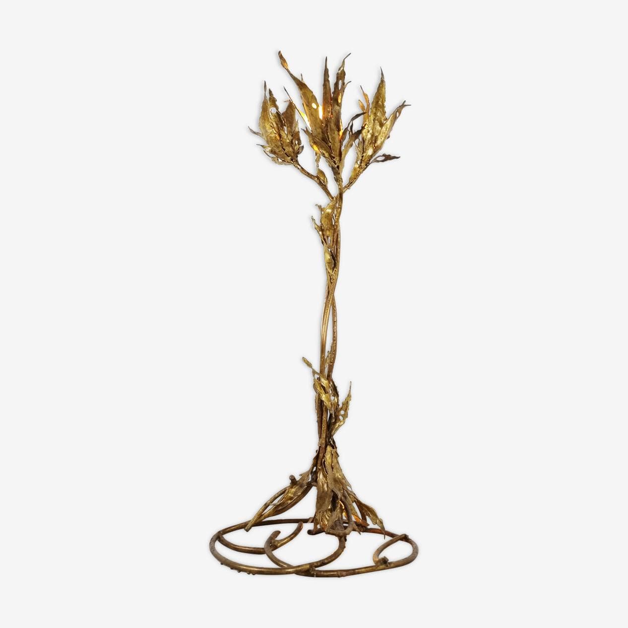 Lampa podłogowa brutalistyczna, mosiądz złoty, proj. P. Moerenhout, Belgia, lata 70. - 268298