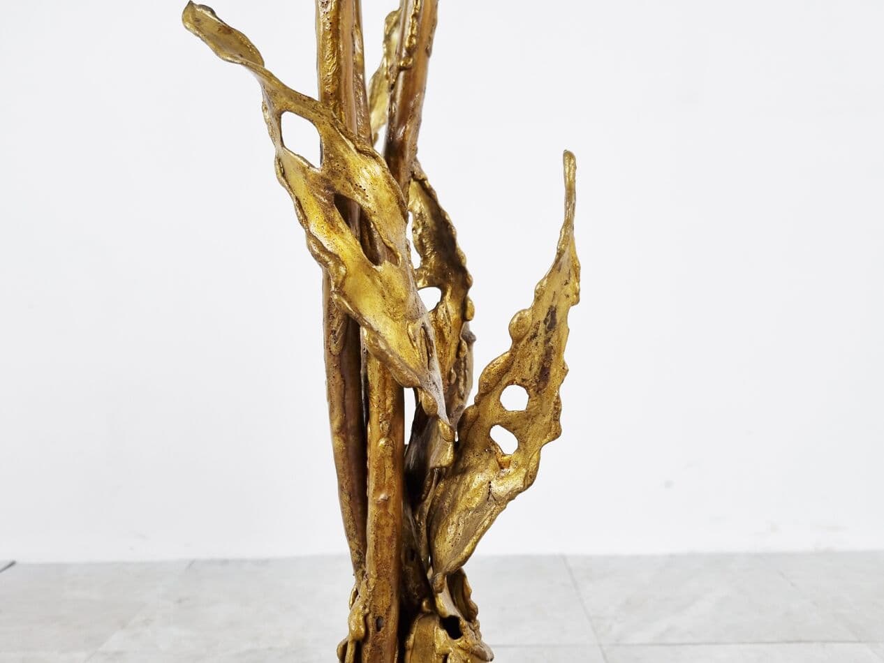 Lampa podłogowa brutalistyczna, mosiądz złoty, proj. P. Moerenhout, Belgia, lata 70. - 268303