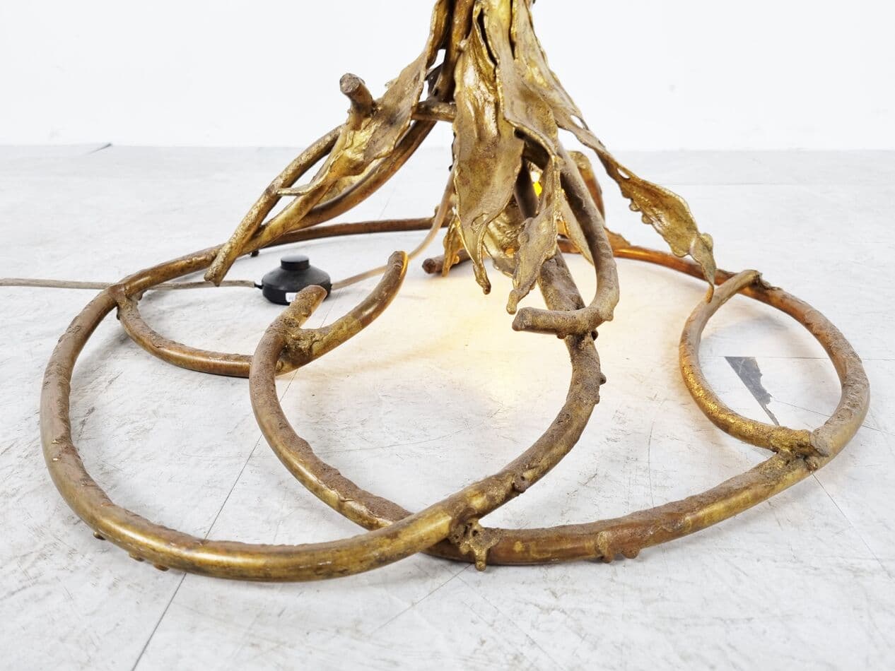 Lampa podłogowa brutalistyczna, mosiądz złoty, proj. P. Moerenhout, Belgia, lata 70. - 268301