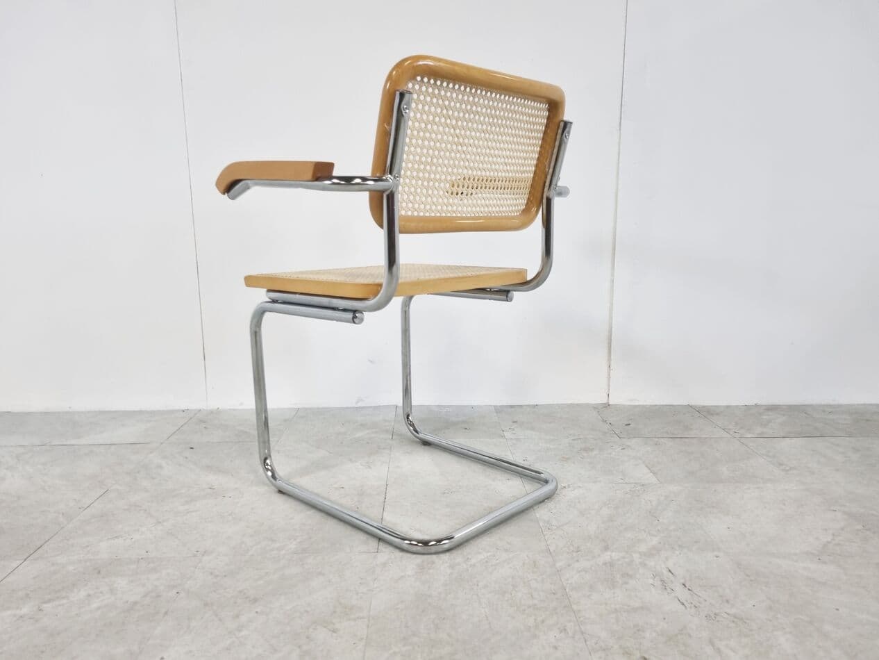 Fotel, beżowy, rattan buk chrom, Włochy, lata 70. - 268269