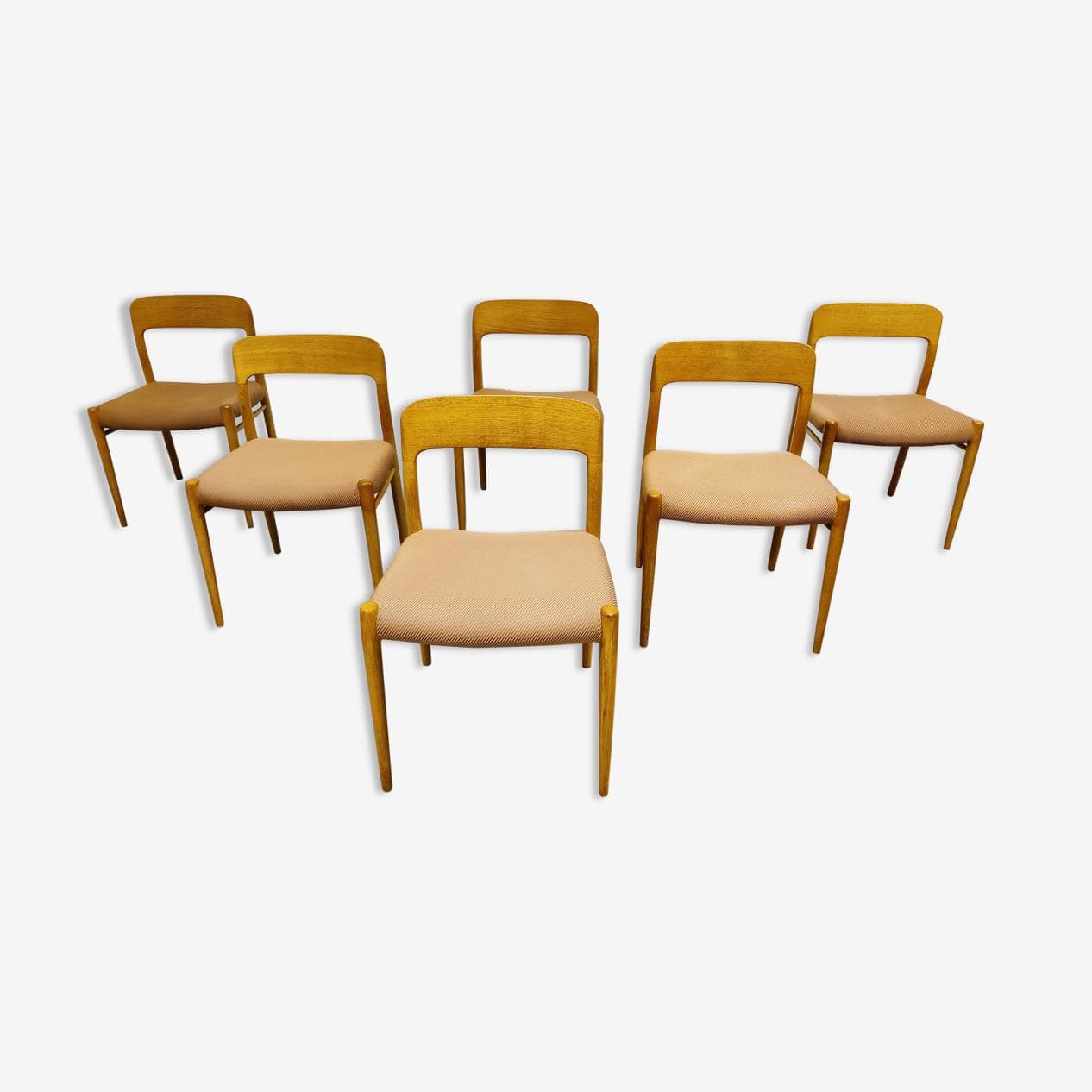 zestaw sześciu krzeseł do jadalni, drewno brązowy, Dania, lata 60. - 268199