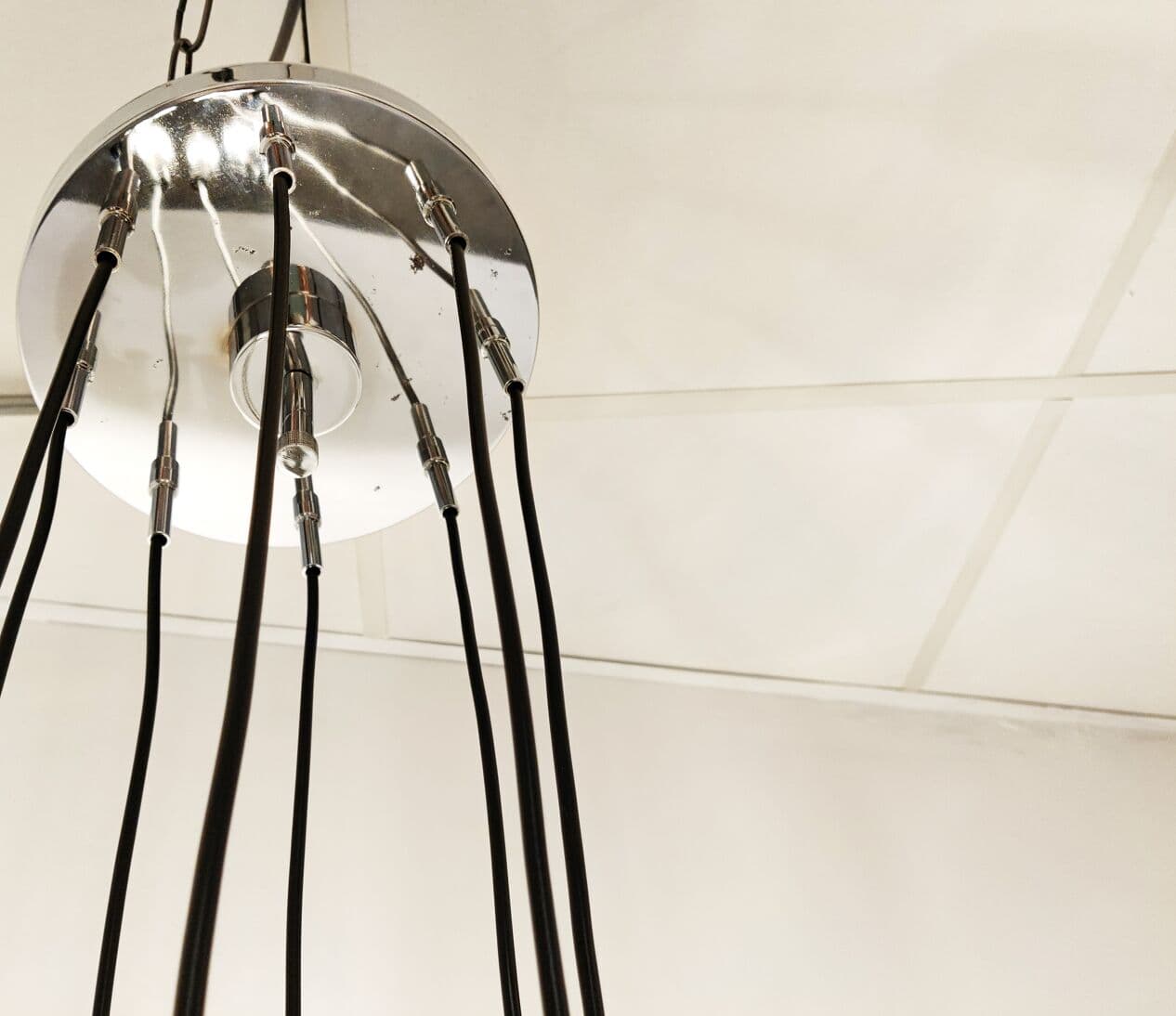 Żyrandol kaskadowy, srebrny, metal, Belgia, lata 70. - 268158