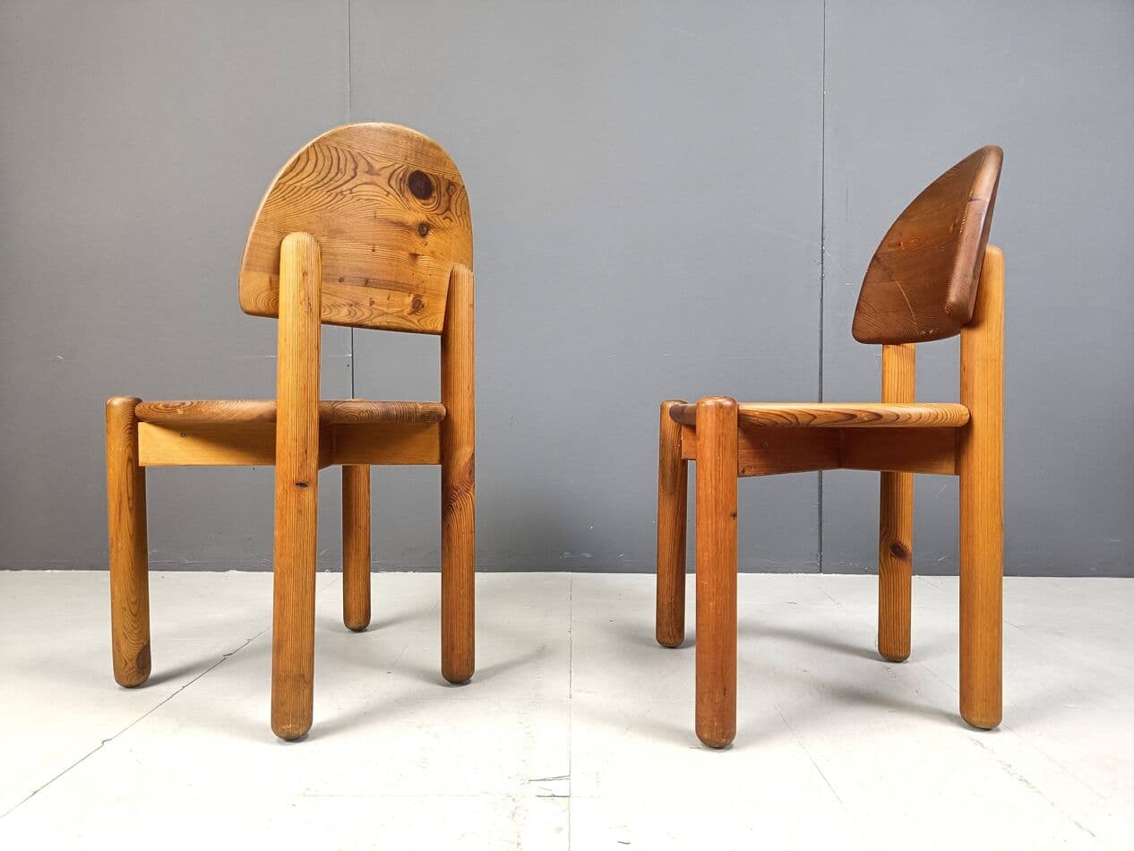 Komplet sześciu krzeseł jadalnianych, sosna brązowa, Dania, lata 80. - 267798