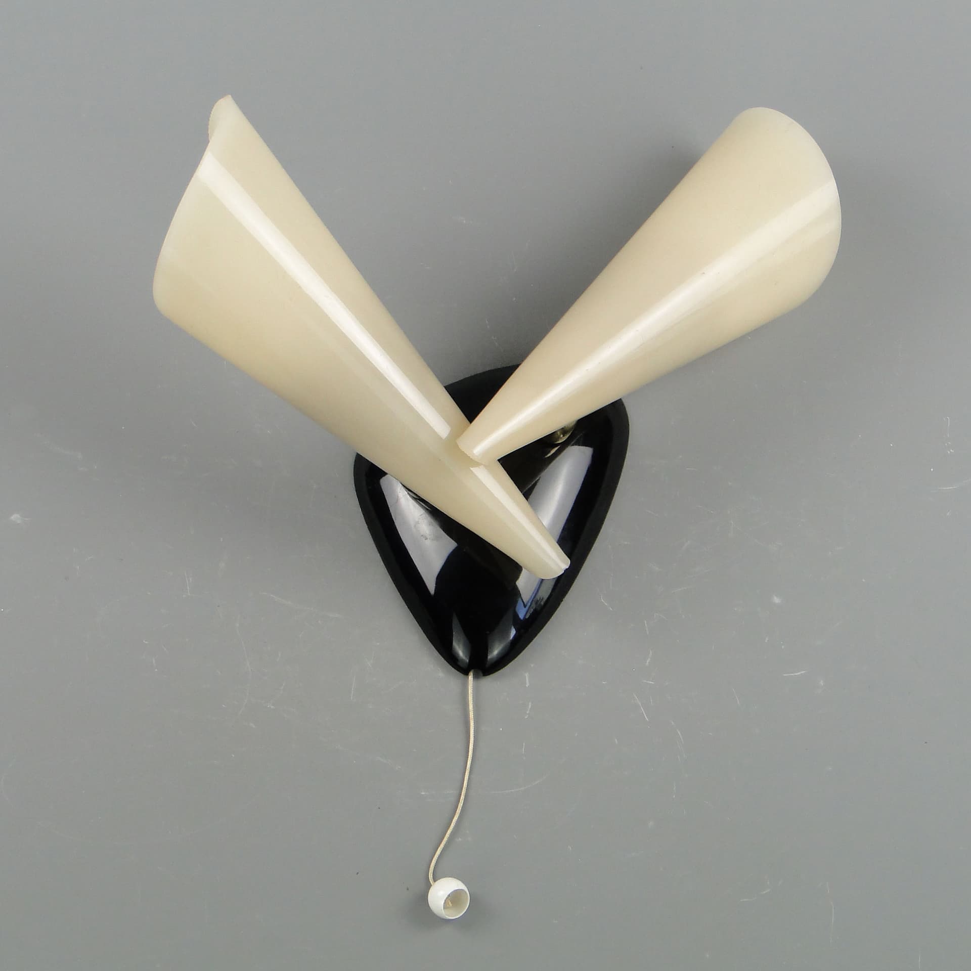 Two-arm wall sconce, ivory black metal, Stilnovo, Italy, 1950s. - 2007