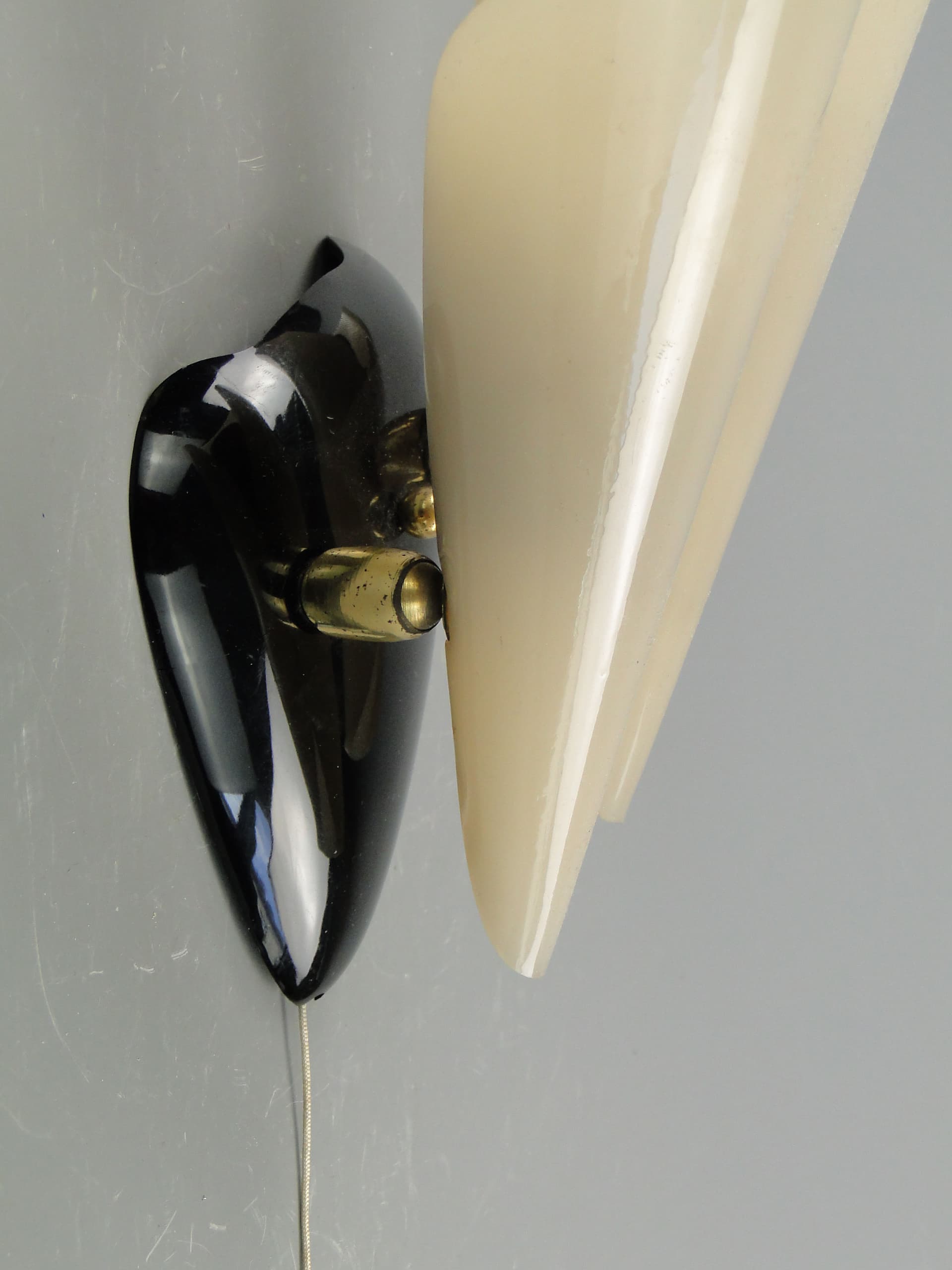 Two-arm wall sconce, ivory black metal, Stilnovo, Italy, 1950s. - 2003