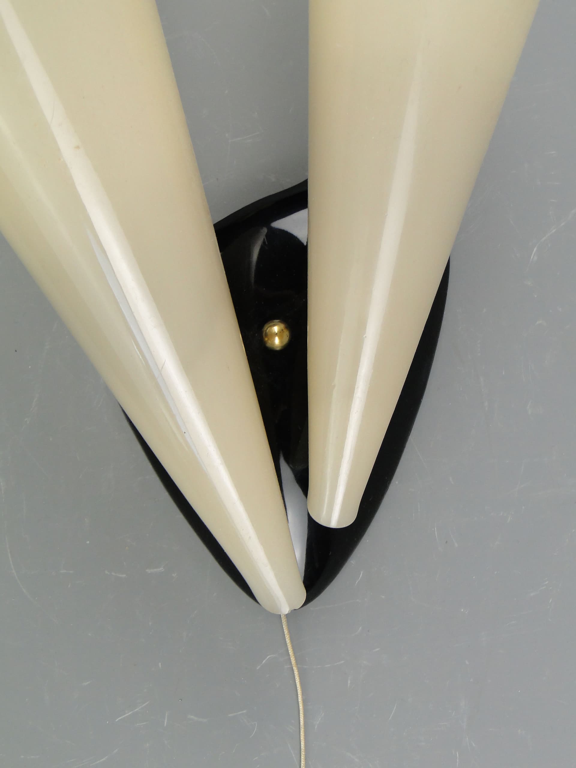 Two-arm wall sconce, ivory black metal, Stilnovo, Italy, 1950s. - 2004