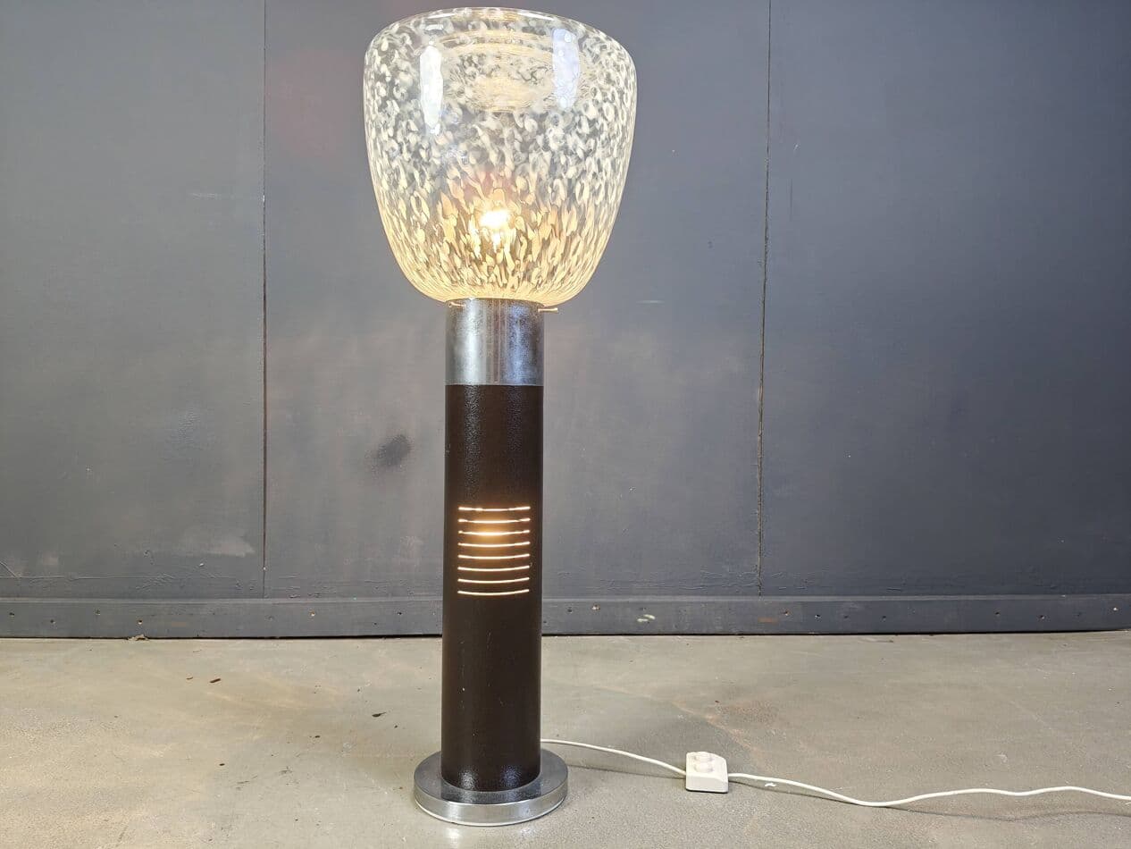 Floor lamp Space Age, Murano glass, brown chrome, Mazzega, Italy, 1970s. - 267535