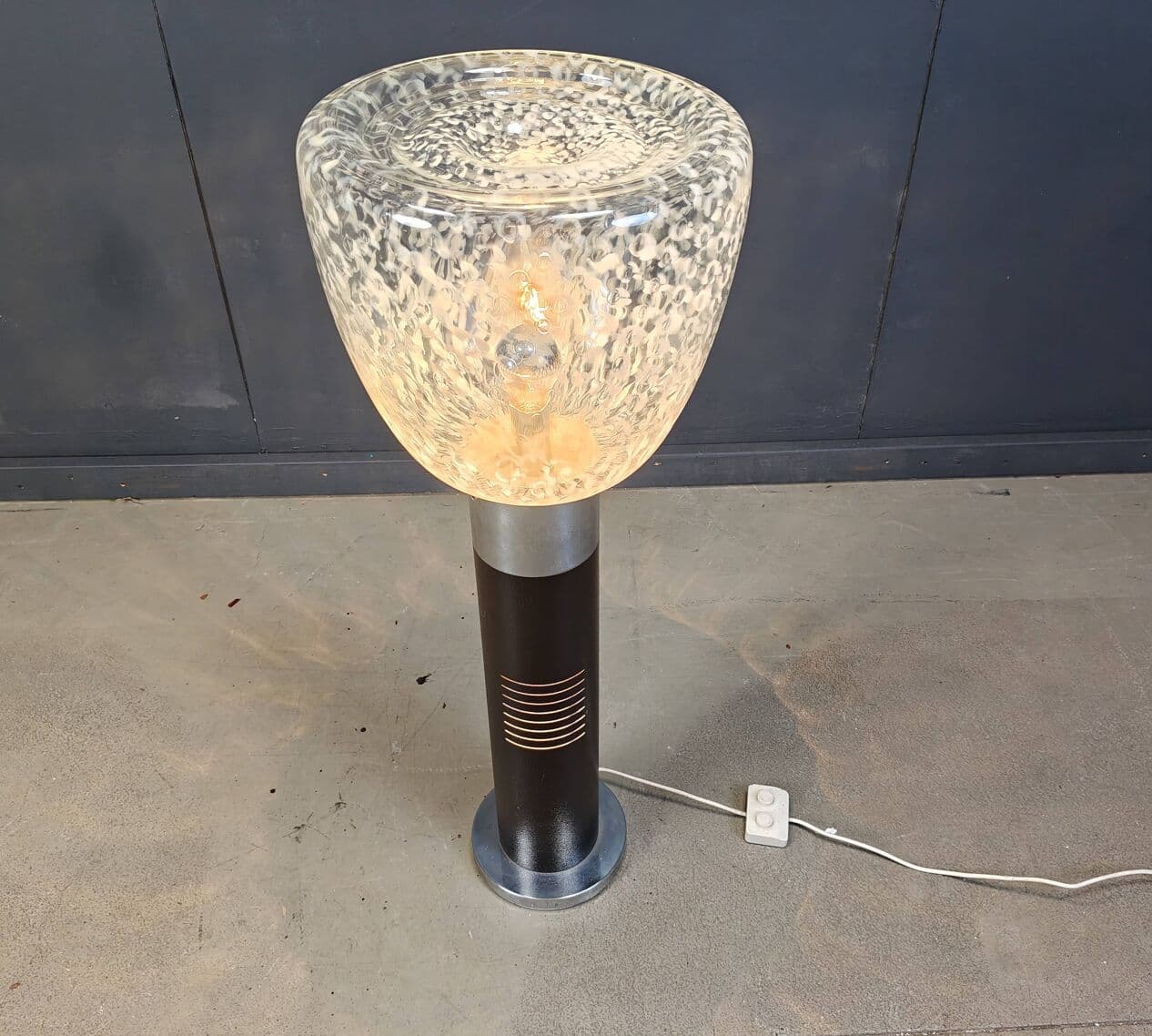 Floor lamp Space Age, Murano glass, brown chrome, Mazzega, Italy, 1970s. - 267538