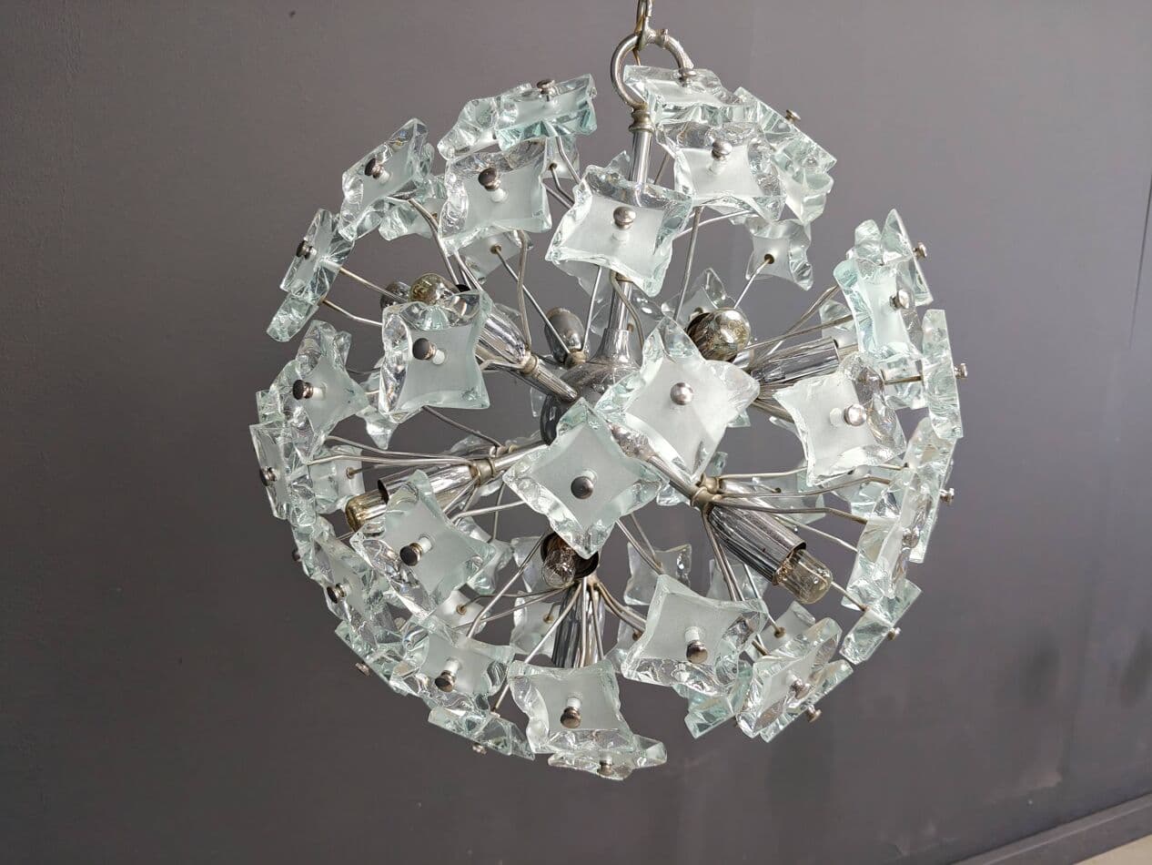 Chandelier Sputnik, transparent glass, Italy, 1970s. - 267497