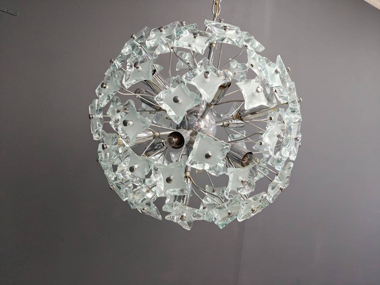 Chandelier Sputnik, transparent glass, Italy, 1970s. - 267496