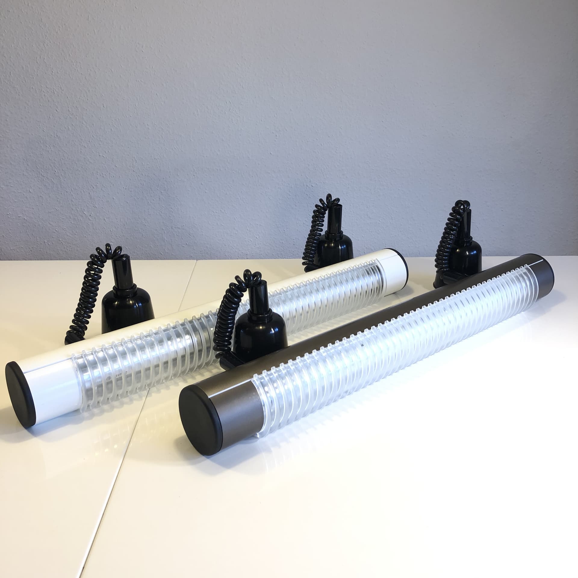 Ceiling lamp aluminum 66 cm white, Germany 1980s, vintage - 19559