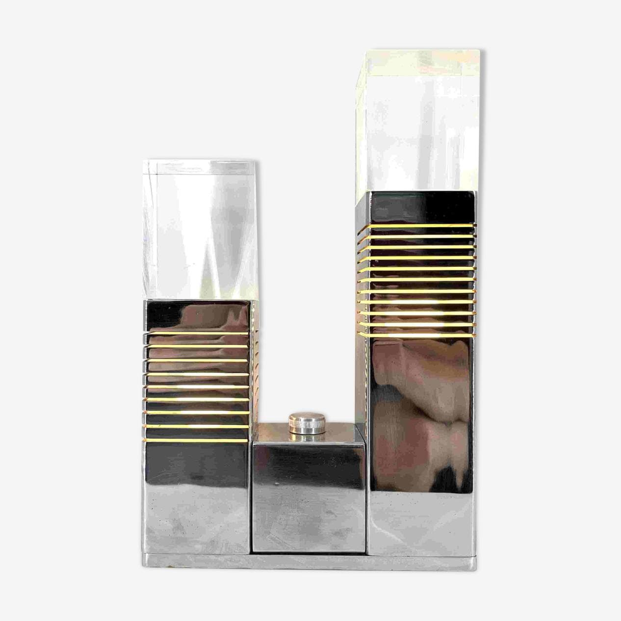 Table lamp, silver chrome, plexiglass, Italy, 1970s. - 267376