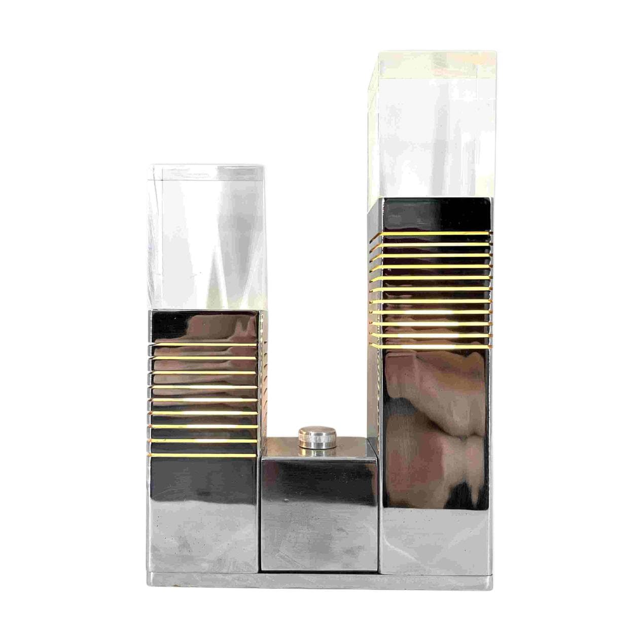 Table lamp, silver chrome, plexiglass, Italy, 1970s.