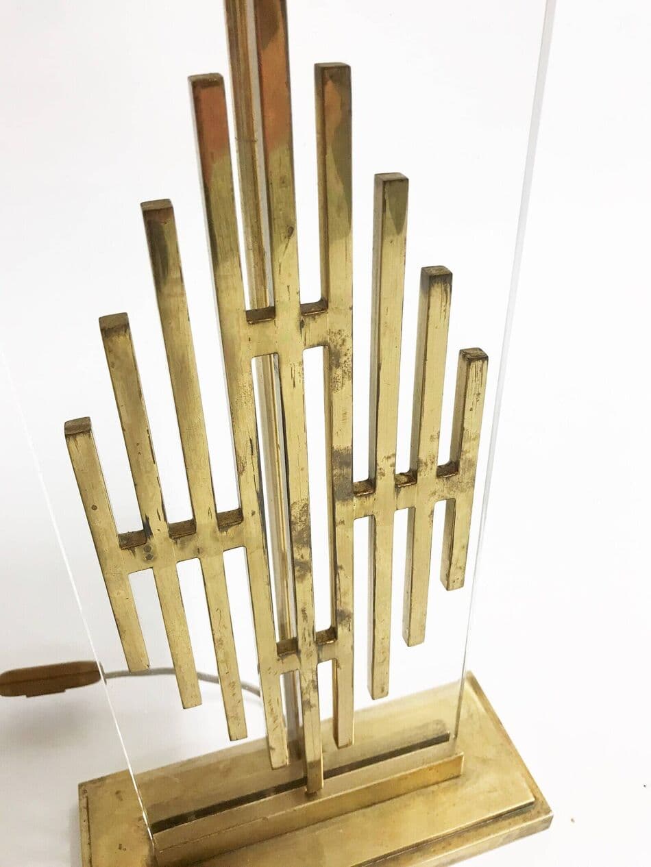 Lampa stołowa, mosiądz złoty, Belgia, lata 60. - 267335