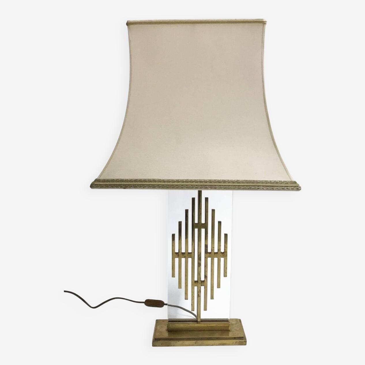 Lampa stołowa, mosiądz złoty, Belgia, lata 60. - 267331