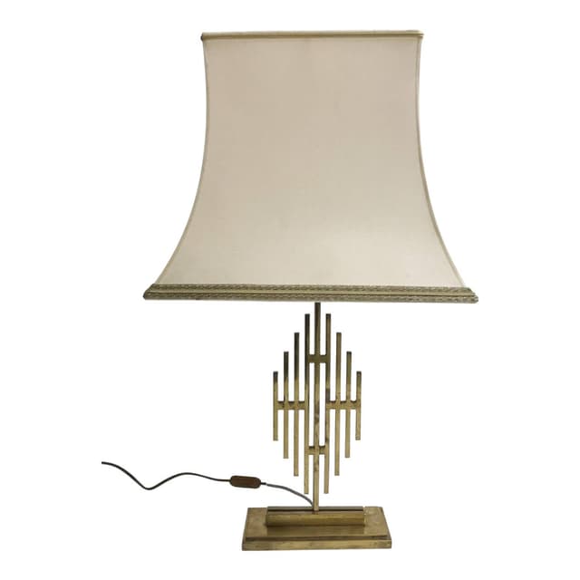 Lampa stołowa, mosiądz złoty, Belgia, lata 60. - WYMIARY