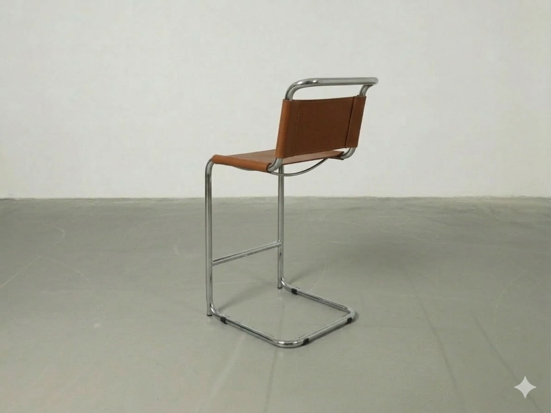 Hoker z giętej stali inspirowany proj. S33 M. Stam, brązowy, skóra naturalna - 262154