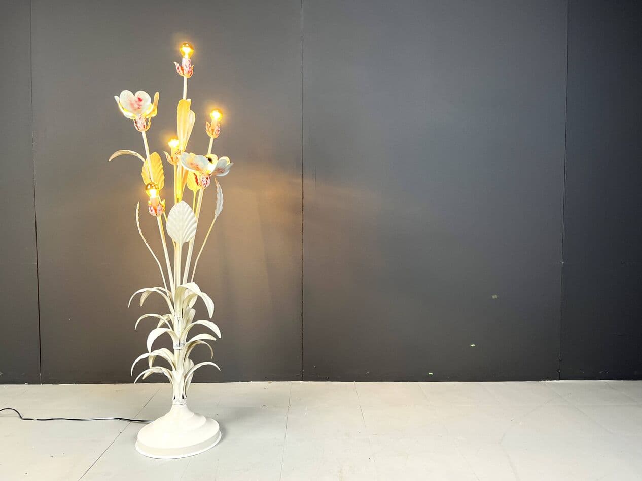 Lampa podłogowa, metal biały, proj. H. Kögl, Niemcy, lata 60. - 266783