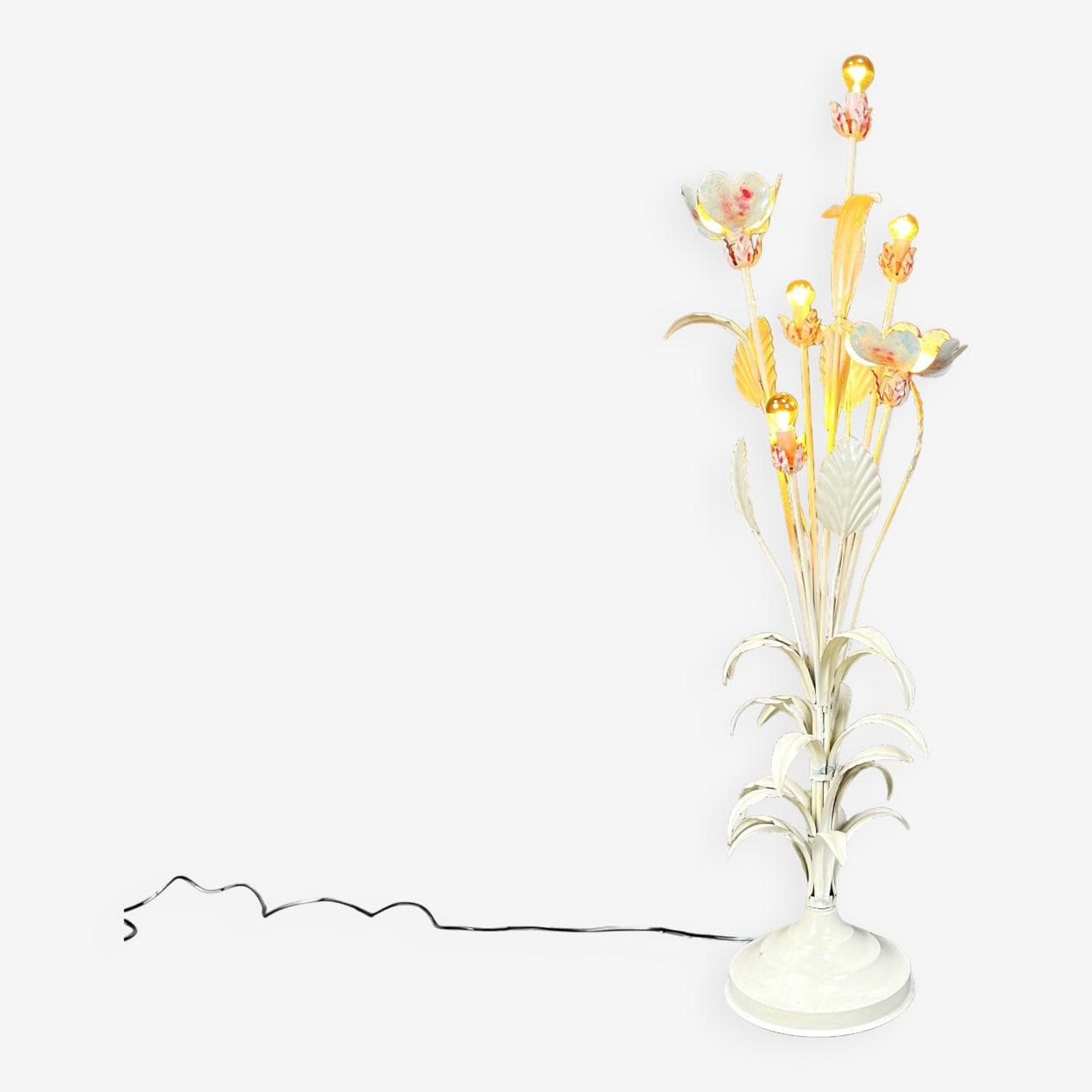 Lampa podłogowa, metal biały, proj. H. Kögl, Niemcy, lata 60. - 266784