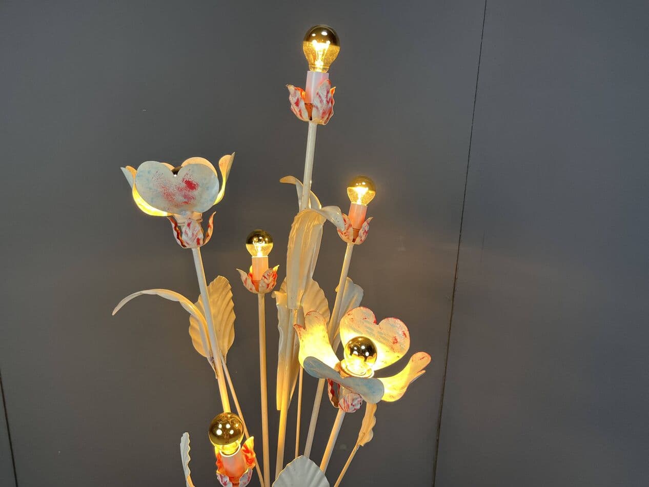 Lampa podłogowa, metal biały, proj. H. Kögl, Niemcy, lata 60. - 266785