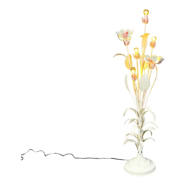 Lampa podłogowa, metal biały, proj. H. Kögl, Niemcy, lata 60. - WYMIARY