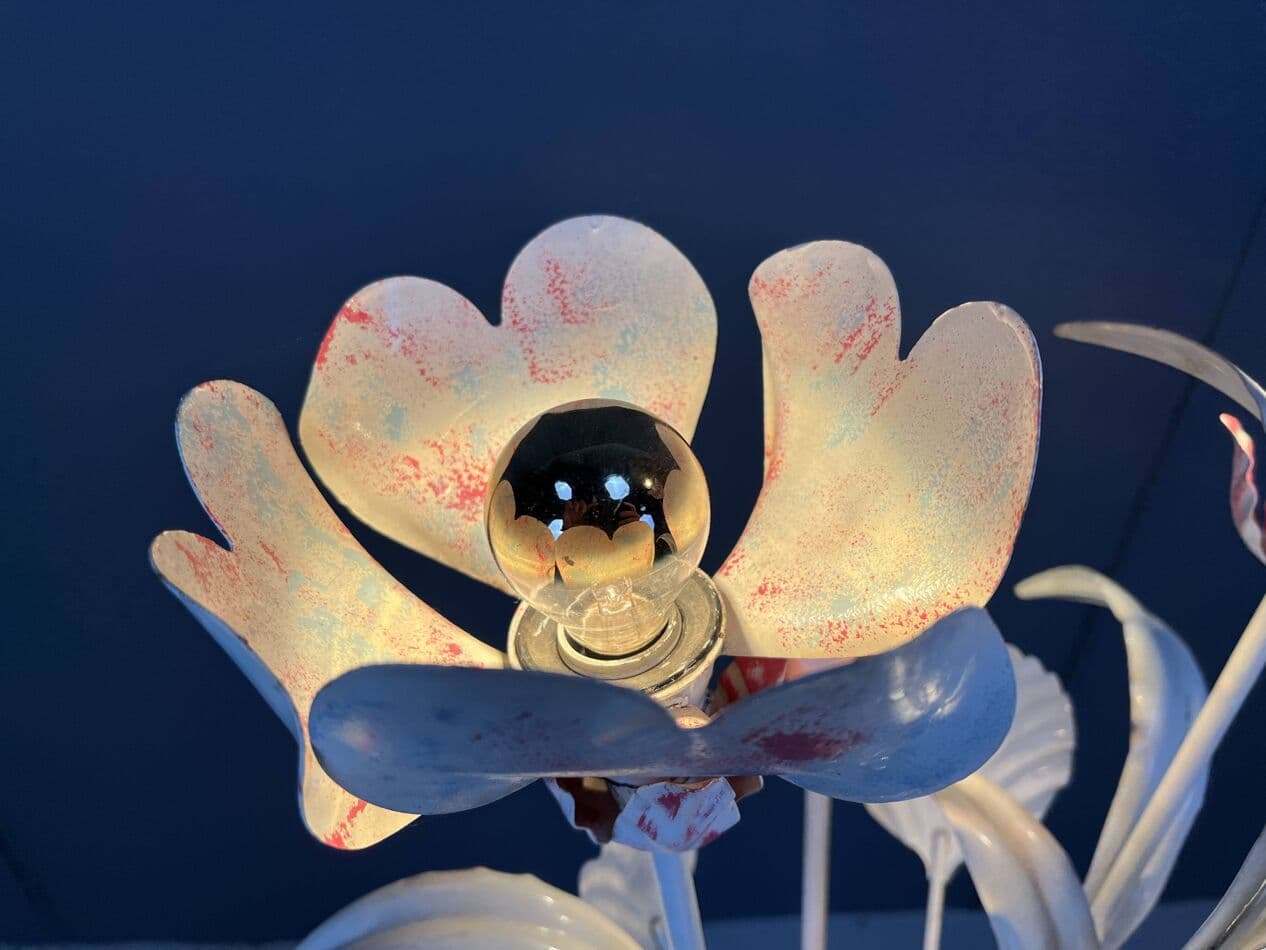 Lampa podłogowa, metal biały, proj. H. Kögl, Niemcy, lata 60. - 266786