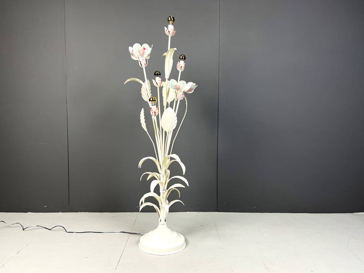 Lampa podłogowa, metal biały, proj. H. Kögl, Niemcy, lata 60. - 266790