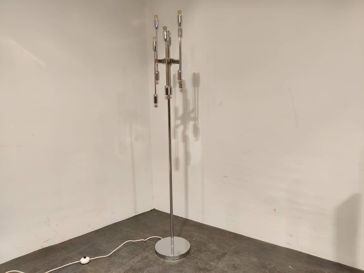 Lampa podłogowa Space Age, chrom srebrny, Belgia, lata 70. - 266772