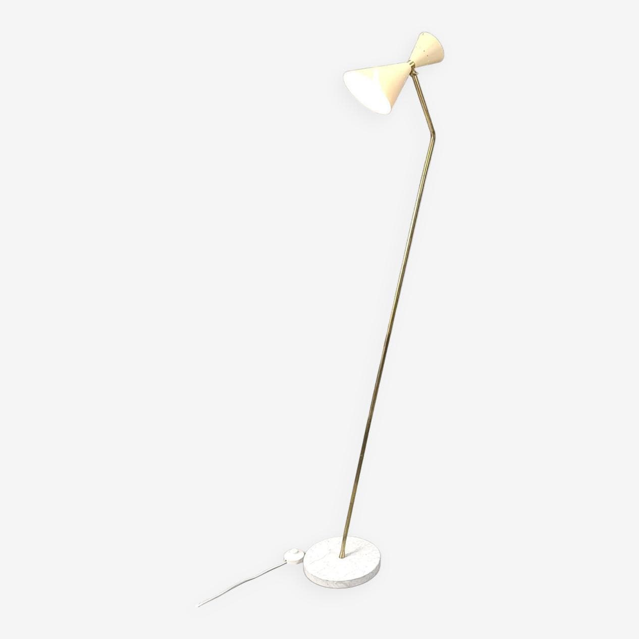 Lampa podłogowa Diabolo, beżowy, mosiądz, Włochy, lata 60. - 266762