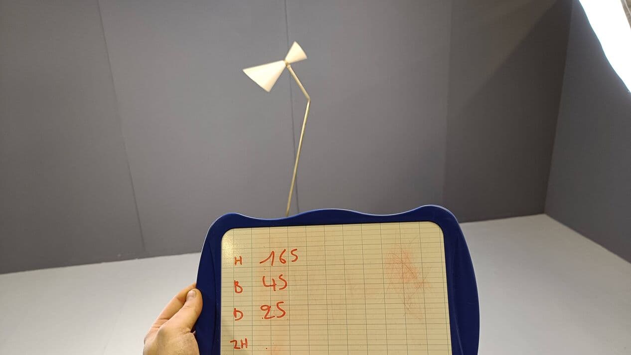 Lampa podłogowa Diabolo, beżowy, mosiądz, Włochy, lata 60. - 266767