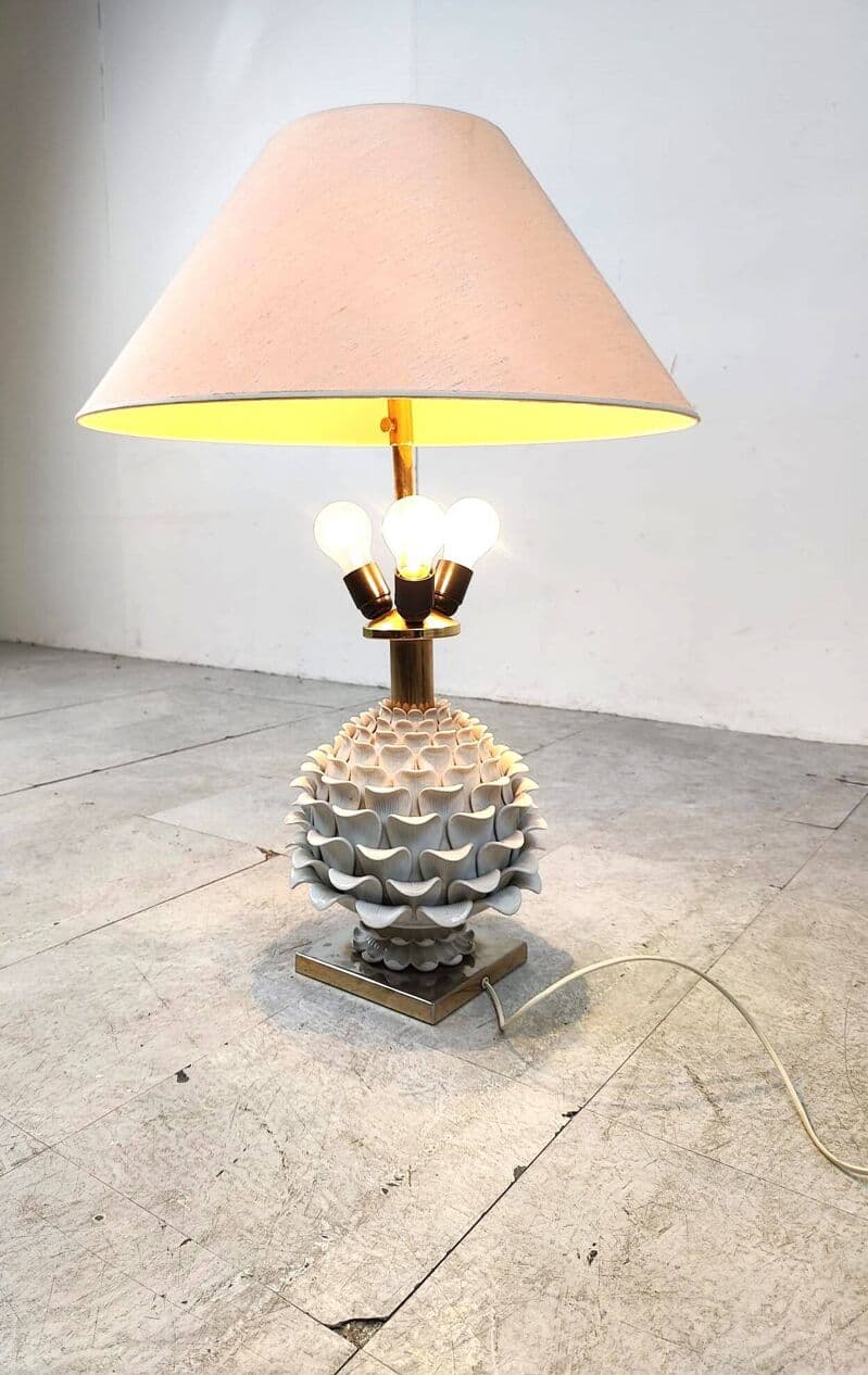 Lampa stołowa Artichoque, biały, ceramika, Włochy, lata 60. - 266724