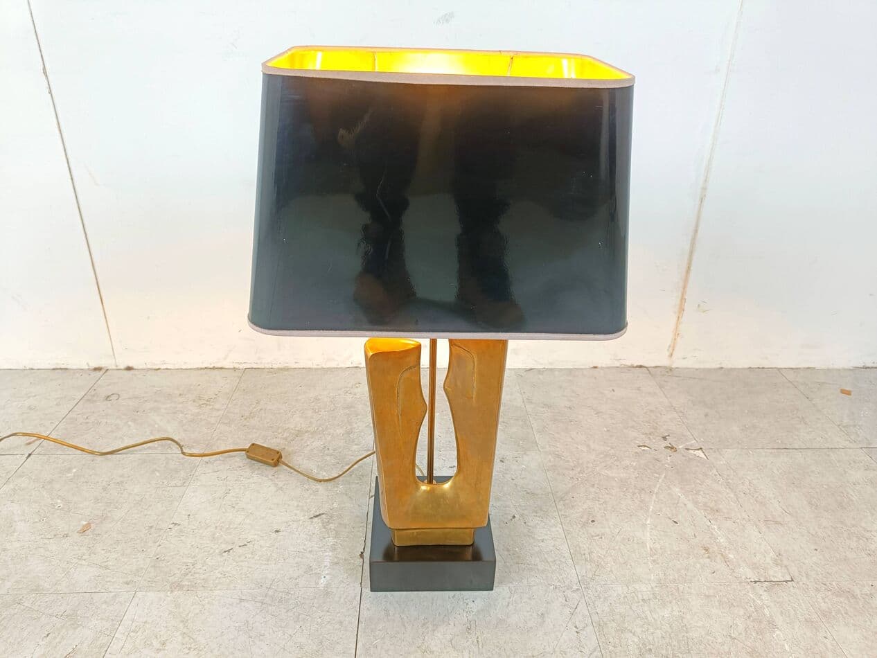 Lampa stołowa, złoty, mosiądz, Francja, lata 70. - 266616