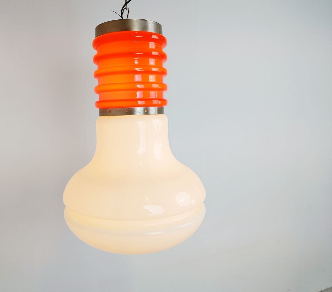 Lampa wisząca Space Age, szkło pomarańczowy, Włochy, lata 70. - 266304