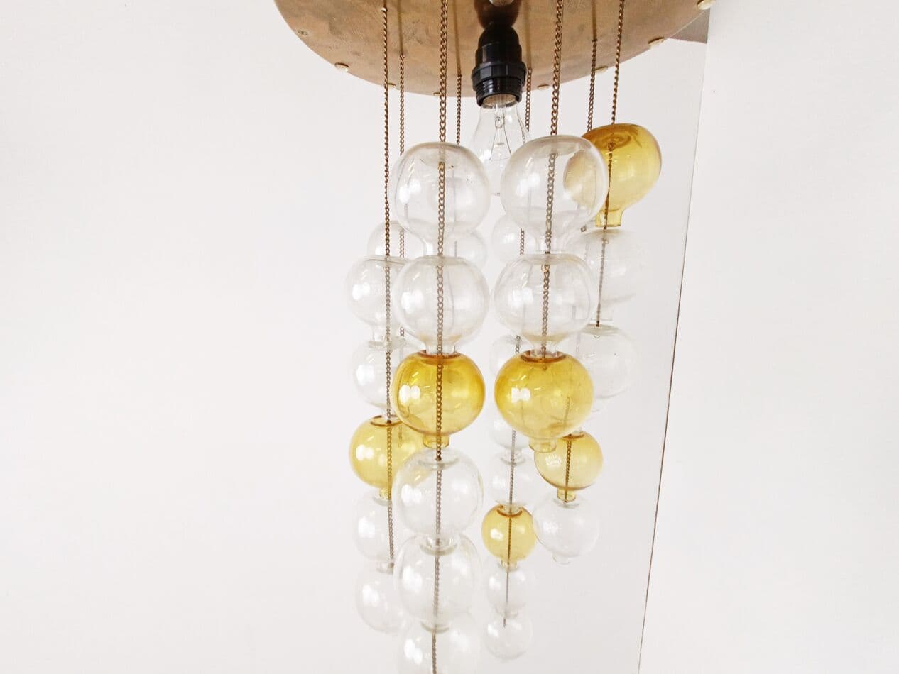 Lampa sufitowa Tulipan, szkło żółty, Kalmar, Austria, lata 60. - 266281