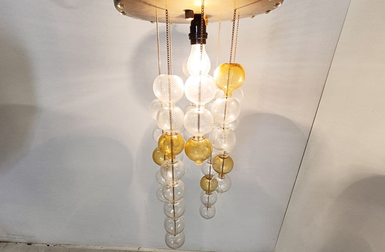 Lampa sufitowa Tulipan, szkło żółty, Kalmar, Austria, lata 60. - 266278