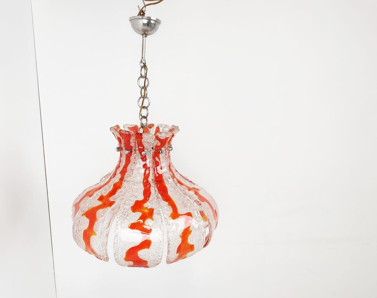 Żyrandol Murano, pomarańczowy, szkło, Mazzega, Włochy, lata 70. - 266241