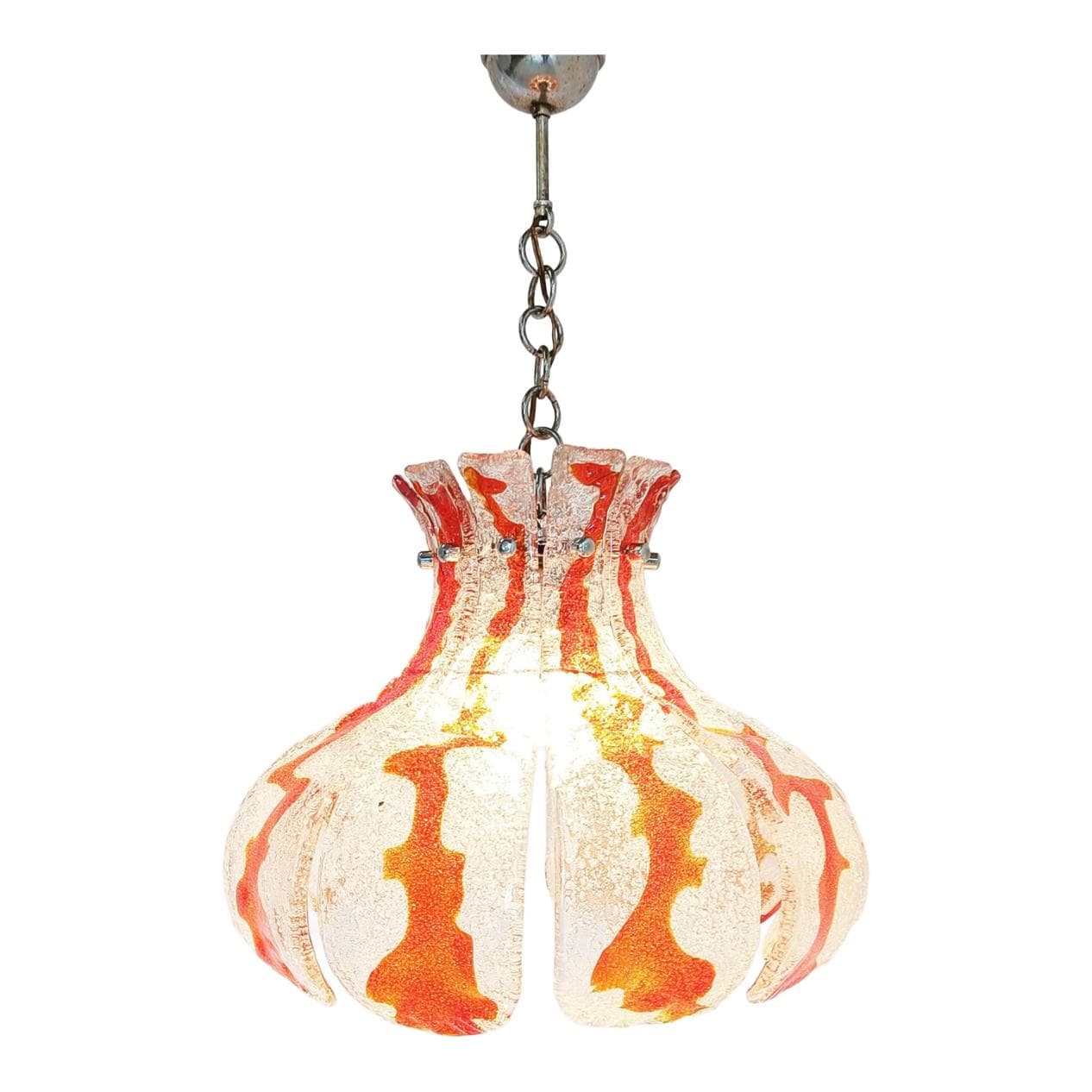 Żyrandol Murano, pomarańczowy, szkło, Mazzega, Włochy, lata 70.