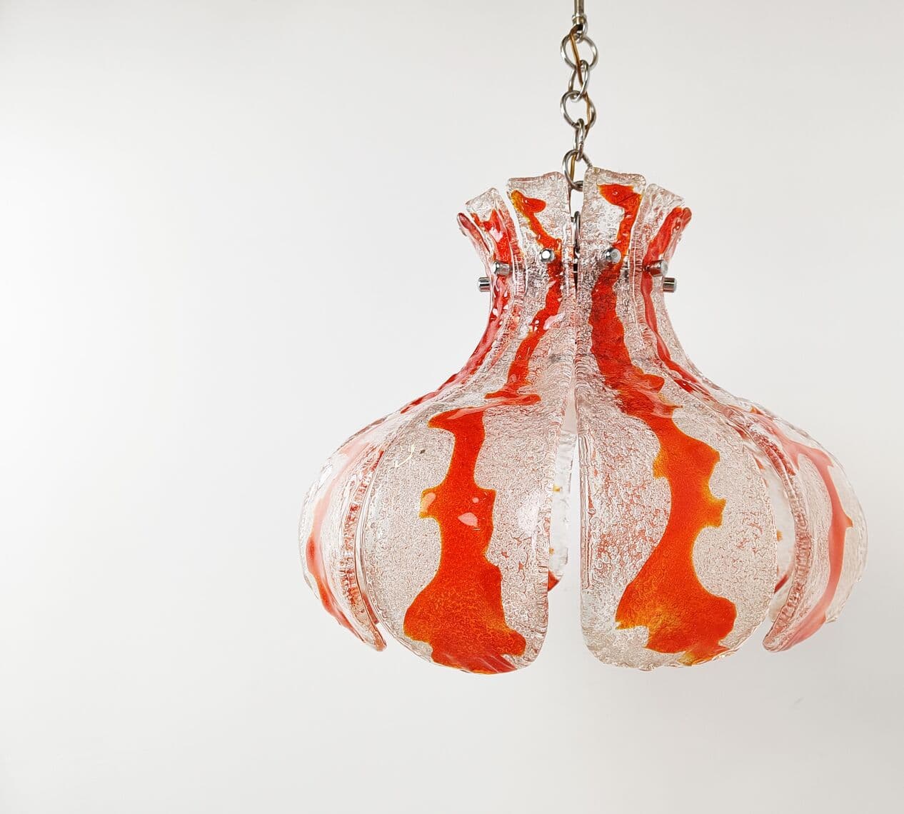 Żyrandol Murano, pomarańczowy, szkło, Mazzega, Włochy, lata 70. - 266244