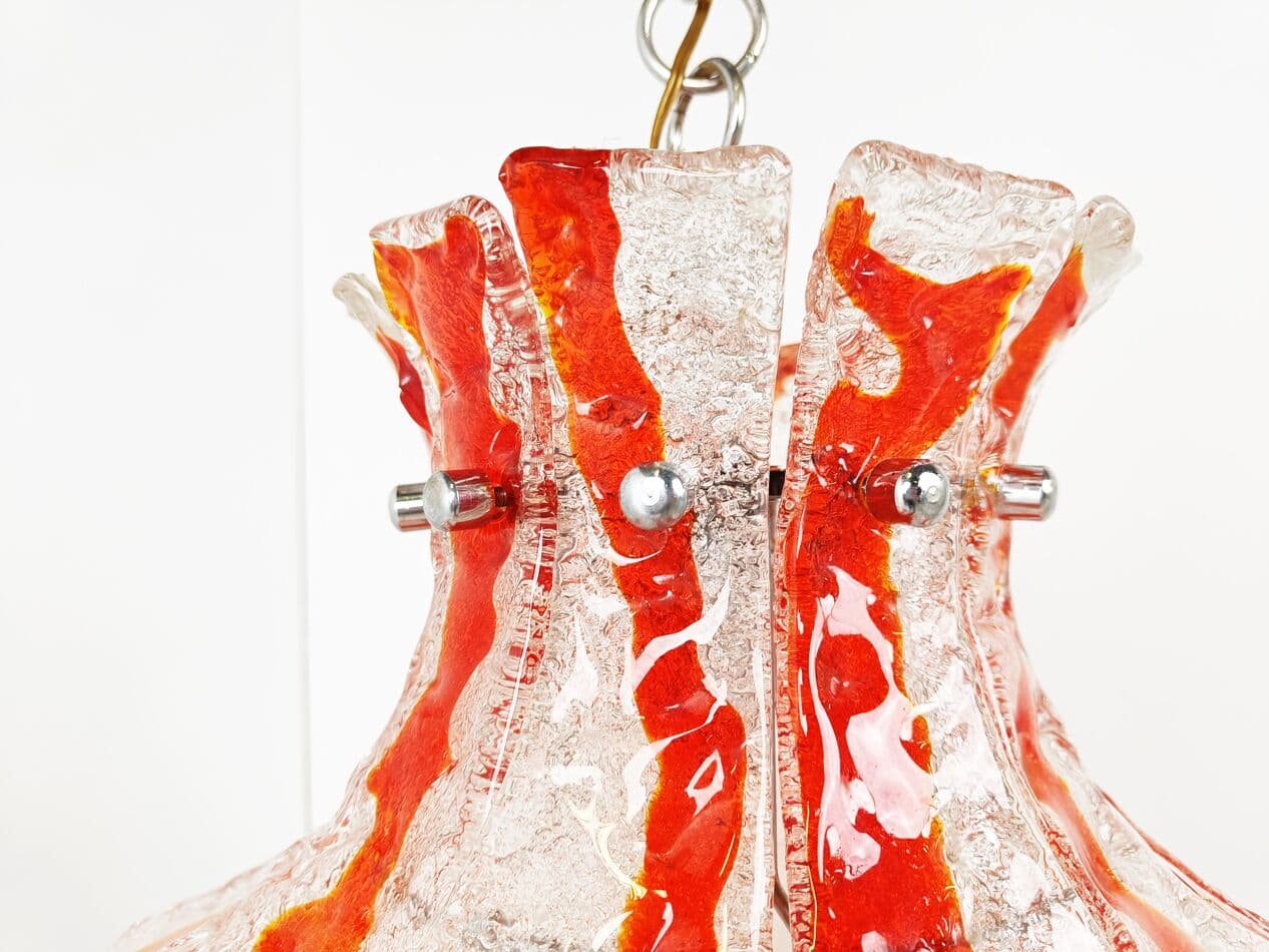 Żyrandol Murano, pomarańczowy, szkło, Mazzega, Włochy, lata 70. - 266246