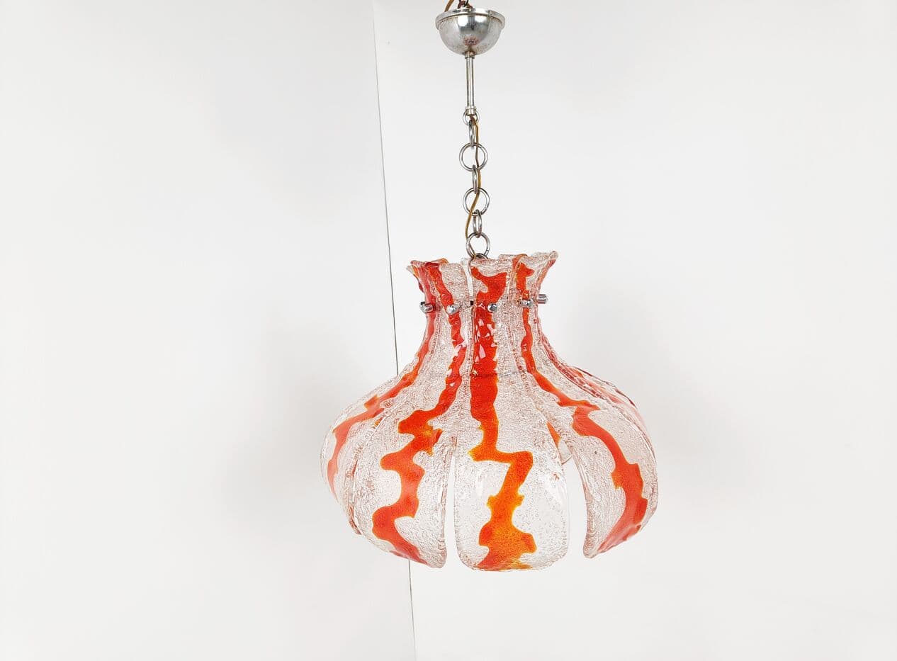 Żyrandol Murano, pomarańczowy, szkło, Mazzega, Włochy, lata 70. - 266242