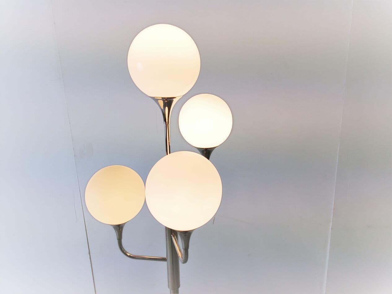 Lampa podłogowa, szkło opalowe chrom srebrny, proj. G. Sciolari, Włochy, lata 70. - 266236